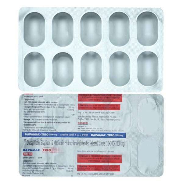 DAPAMAC TRIO 1000 MG 10 TAB