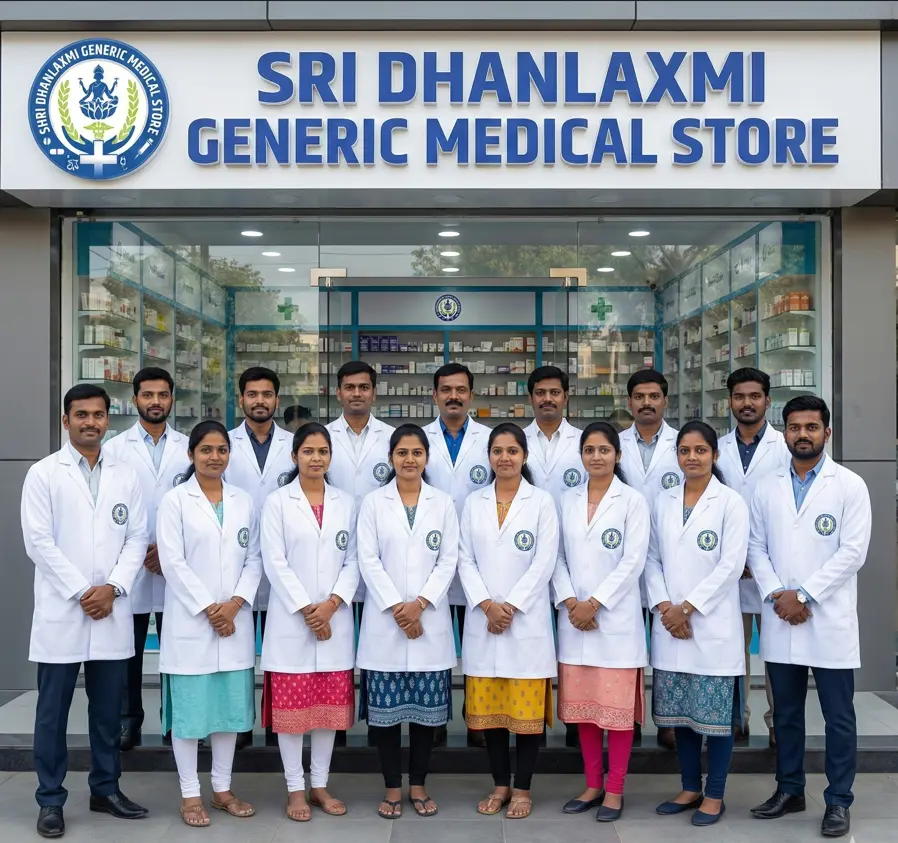 Friendly pharmacist assisting a customer at the pharmacy counter